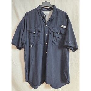 Columbia PFG Bahama Shirt Mens XL Navy Blue Short Sleeve Fishing Omni-Shade Vent
